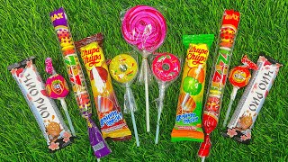 Satisfying video ASMR lots of candy and popular chocolate cutting rainbow lollipop unboxing asmr