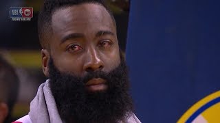 James Harden Gets Raked By Draymond, Plays Entire Game vs. Warriors with Bloody Eyes