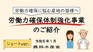 【農業者の皆様へ】労働力確保体制強化事業のご紹介（ショートver.）