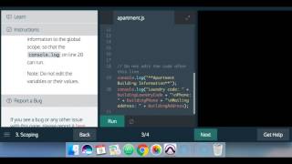Learn Javascript 2017, Scoping, Codecademy