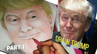 cara menggambar Donald Trump dengan pensil warna part 1