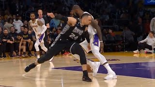 Dillon Brooks gets ejected for hitting LeBron James in the groin - flagrant 2 foul
