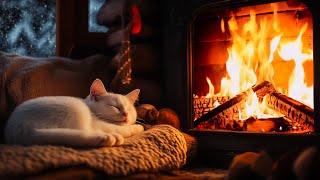 Cozy Purring Cat | ASMR Fireplace and Purr Sound for Deep Sleep