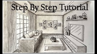 How to draw A Living Room In One Point Perspective| Step By Step