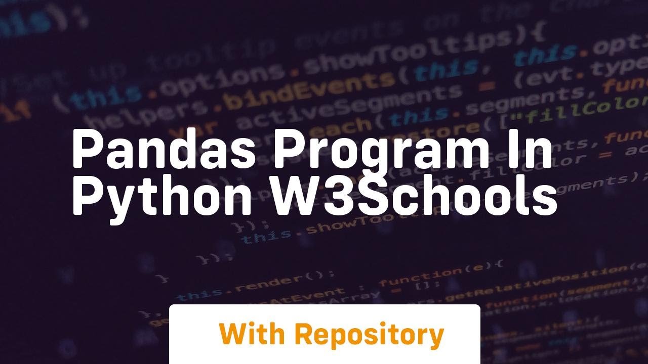 Pandas Program In Python W3schools - YouTube