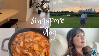 Singapore vlog 🇸🇬 eng 골린이 필드에 나가다!🏌🏻‍♀️ 외쿡인 남편이 제일 좋아하는 음식 김치찌개🥘 먹고 먹고 또 먹는 싱가폴 일상