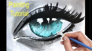 Realistic Eye Painting for Beginners. How to paint in acrylics