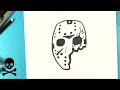 How to Draw JASON VOORHEES MASK - BROKEN