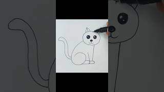 Easy cat drawing with number 6| Easy cat drawing #shorts