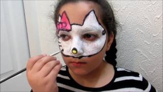 Hello Kitty Face Painting- Halloween custom رسم على الوجه هيلو كيتي