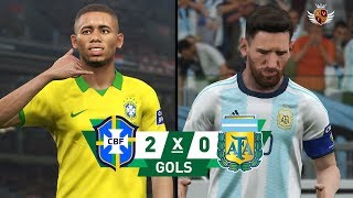 BRASIL 2 x 0 ARGENTINA RECRIADO NO PES 2019 - COPA AMÉRICA