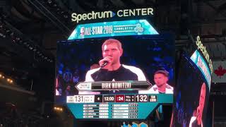 Dirk Nowitzki taking the mic in the All Star Game 2019