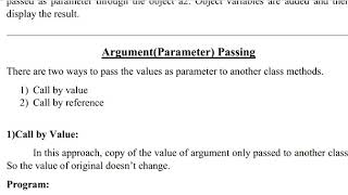 Object as Parameter, Argument Passing in JAVA