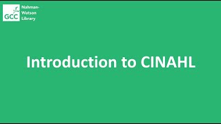 NUR 112 Introduction to CINAHL