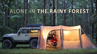 SOLO Car Tent Camping in the RAIN [ Relaxing, cosy rain shelter, ASMR ]