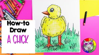 How-To Draw a Chick for Spring, Drawing Tutorial for Kids!