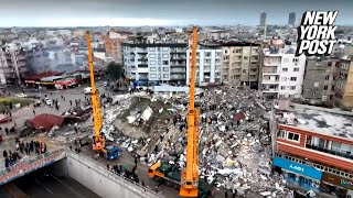 Drone video shows massive destruction from earthquake epicenter in Turkey | New York Post