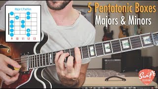 5 Pentatonic Boxes for Major & Minor Soloing - CAGED System!