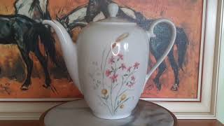 Vintage German Hutschenreuther Bavaria Iris Porcelain Teapot