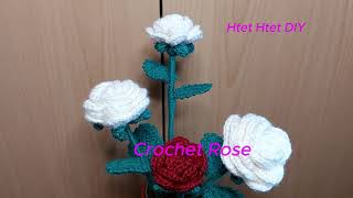 Easy & beautiful crochet rose. တချောင်းထိုး နဲ့ လွယ်ကူလှပသော နှင်းဆီပန်းထိုးကြည်.ပါ။