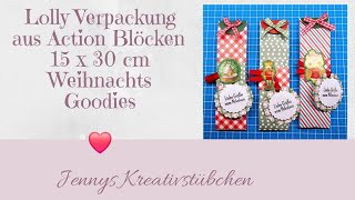 Weihnachts Goodies für die Kollegen aus Action Blöcken 15*30 cm - Lollyverpackung