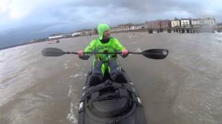 kayak Fishing: Paddling my RTM Tempo in rough water dressed as a Granny Smith #rtmkayaks