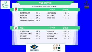 🔴LIVE: VRA vs VOC | KNCB Topklasse Round 10 | Royal Dutch Cricket | 19-06-2021