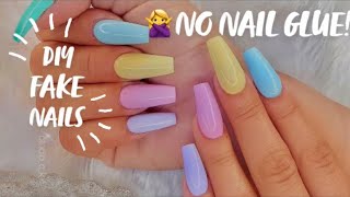 How To Make Fake Nails At Home Without Nail Glue | DIY fake nails from home supplies easy/fast