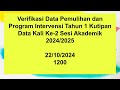 Verifikasi Data Pemulihan Khas & Prog. Intervensi Tahun 1 ke-2 2024/2025