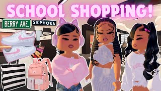 BILLIONAIRE GIRLS’ BACK-TO-SCHOOL SHOPPING IN LA! SKINCARE MAKEUP HAUL 🛍️✨ | BERRY AVENUE RP ROBLOX