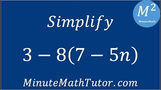 Simplify 3-8(7-5n)