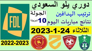 ترتيب دوري يلو الدرجة الأولى السعودي بعد مباريات اليوم الثلاثاء 24-1-2023