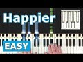 Marshmello ft. Bastille - Happier - EASY Piano Tutorial - Sheet Music (Synthesia)