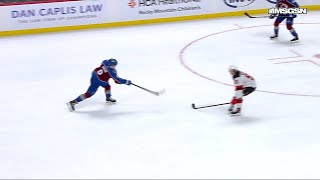 Nathan MacKinnon scores a powerplay goal against the New Jersey Devils