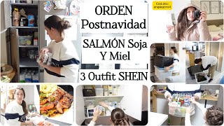 Vlog ORDEN POSTNAVIDAD/Salón y Despensas/RECETON:SALMON Miel y Soja + trío de Pimientos/Outfit SHEIN