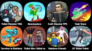 Toilet Monster 456 Battle, Bowmasters, Craft Shooter FPS Battles, Survivor In Rainbow Monster