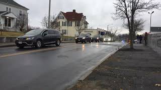 Procession for fallen Worcester Firefighter Christopher Roy leaves funeral home