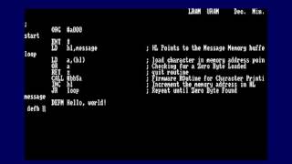 ADAM/DAMS を使用した Amstrad Z80 コーディングによるテキストの印刷