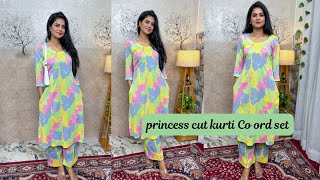 Princess cut aline Kurti with Pocket / Aline Co Ord set Cutting and stitching