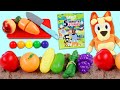 Bingo Pretend Farming Toy Velcro Cutting Fruits & Veggies & Bluey Bedtime Reading Story Book!