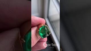 8.75ct Royall Colombian Cabochon Cut Emerald Sapphire Engagement Ring