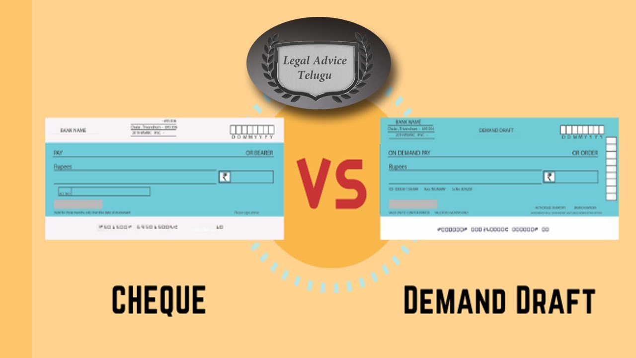Cheque Vs Demand Draft Legal Advice Telugu Youtube