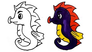 How To Draw Seahorse Easy For Kids Step By Step