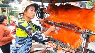 Roasted Pigs in Phnom Penh $2.50 Can Eat! Popular Dinner Meat for Suburbs of Phnom Penh