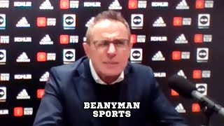 Ralf Rangnick gets a scare from very loud buzzer during press conference 😂 📯