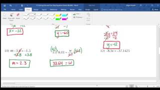 1.3 Solving One and Two Step Equations Notes
