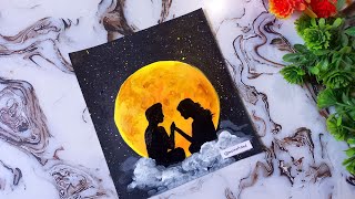 Full moon night couple painting / Valentine's Day special painting.