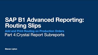 SAP B1 Advanced Reporting Part 4: Crystal Report Subreports