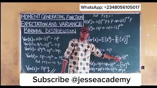 Variance of Binomial Distribution | Moment Generating Function #mgf @jesseacademy