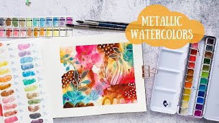 Abstract Watercolor Art Journal Page with Paul Rubens Metallic Watercolors